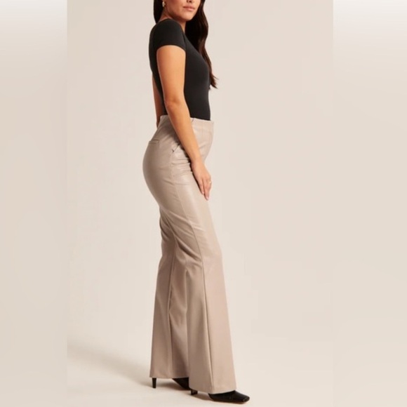Abercrombie & Fitch Curve Love Vegan Leather Slim Flare Pant - Picture 6 of 11